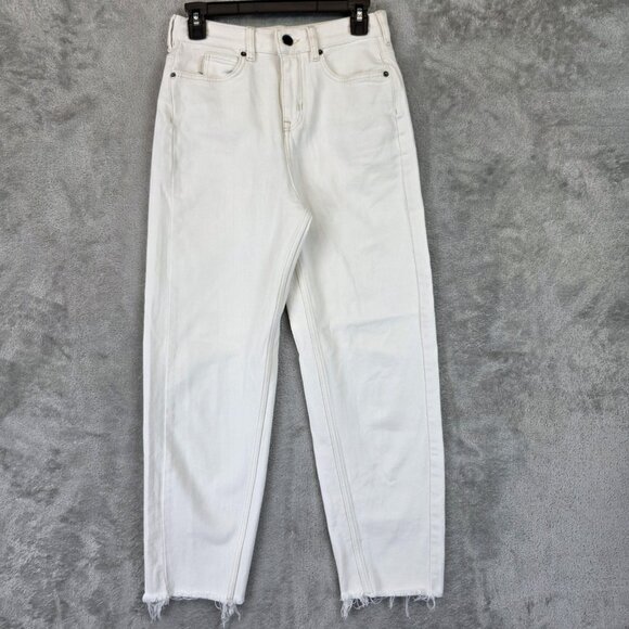 Ted Baker Jeans Womens 26 White High Rise Straight Leg Raw Hem Denim Casual - Picture 1 of 14